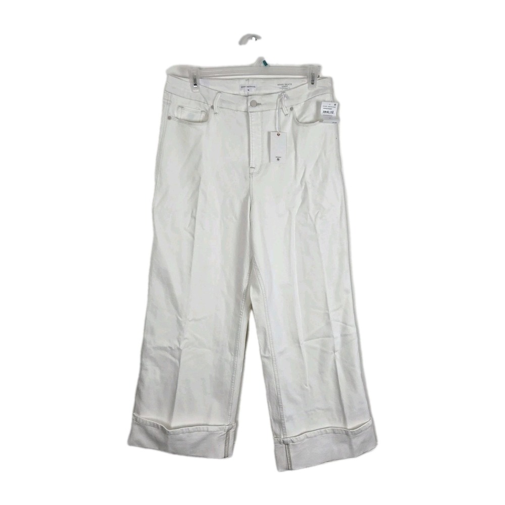 Good American NWT White Good Skate Crop Jeans Womens Plus Size 15 28in Inseam‎